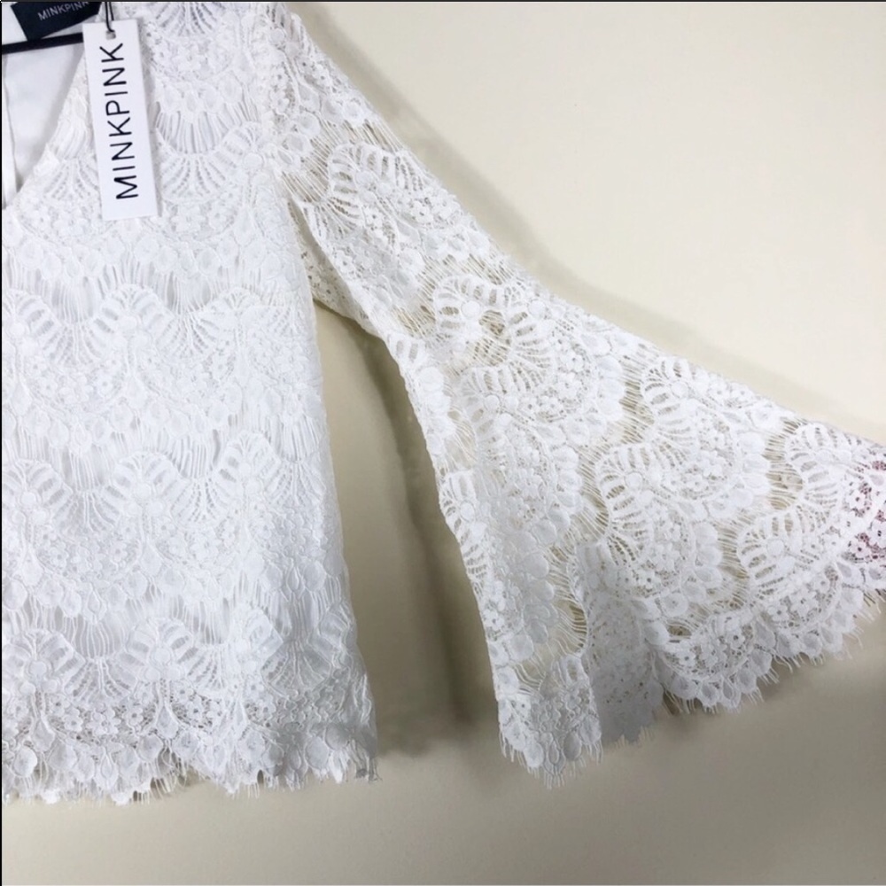 MINKPINK NWT Off White Tainted Love Lace Blouse - Picture 3 of 4